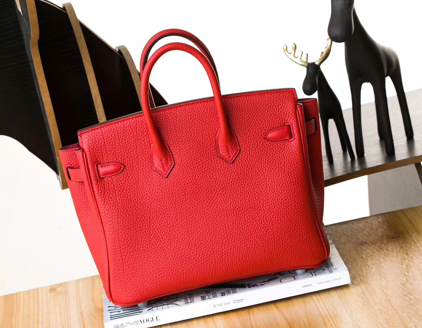 爱马仕铂金包价格 Hermes Birkin30cm Q5国旗红原厂Togo牛皮 银扣