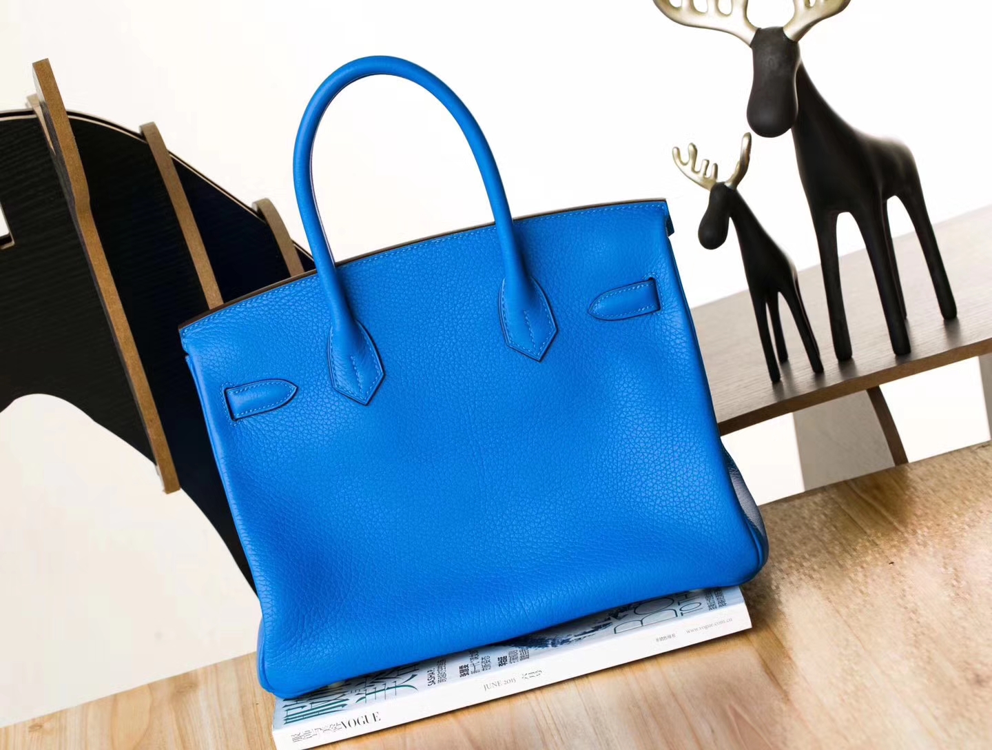 爱马仕新款铂金包 Hermes B3坦桑尼亚蓝拼Z6孔雀绿Birkin包包30cm 金扣