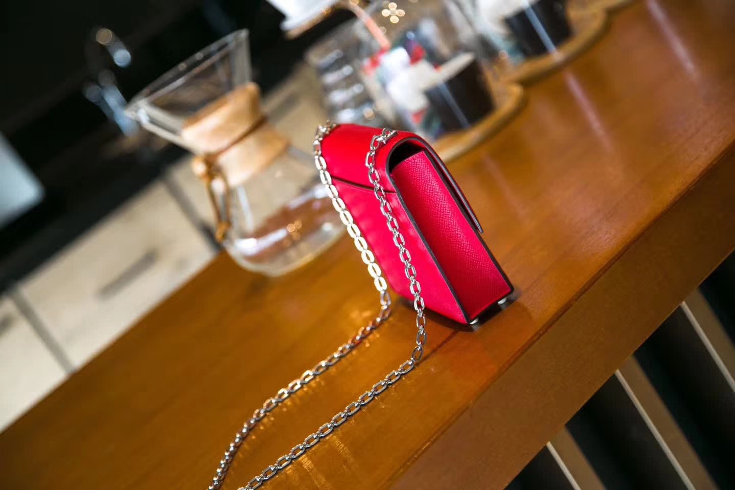 Hermes Verrou 17cm 爱马仕Q5国旗红epsom牛皮链条包单肩女包 银扣