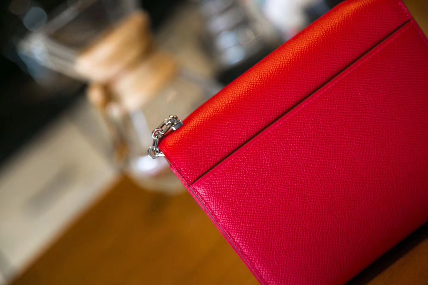 Hermes Verrou 17cm 爱马仕Q5国旗红epsom牛皮链条包单肩女包 银扣