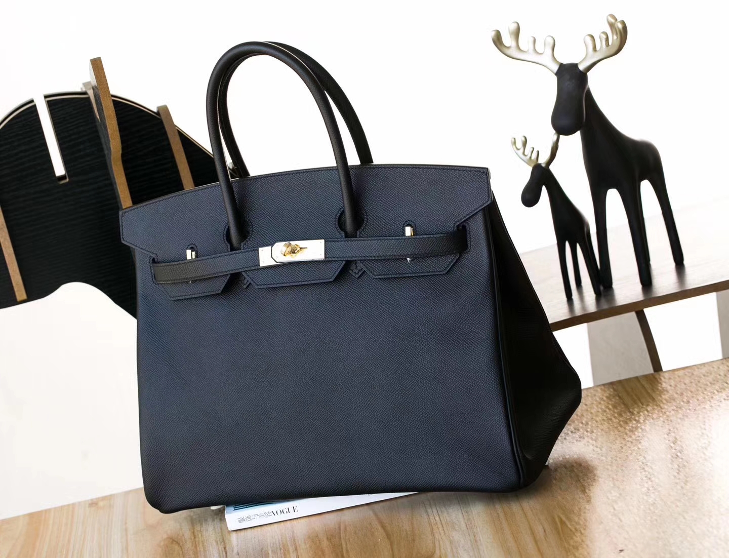 爱马仕铂金包尺寸 Hermes 89黑色epsom牛皮Birkin35cm包包 金扣