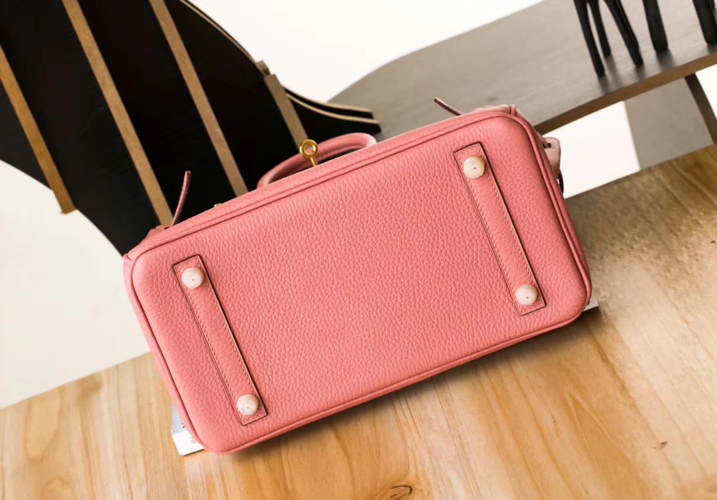 Hermes女包货源 爱马仕奶茶色顶级Togo牛皮铂金包Birkin25cm 金扣