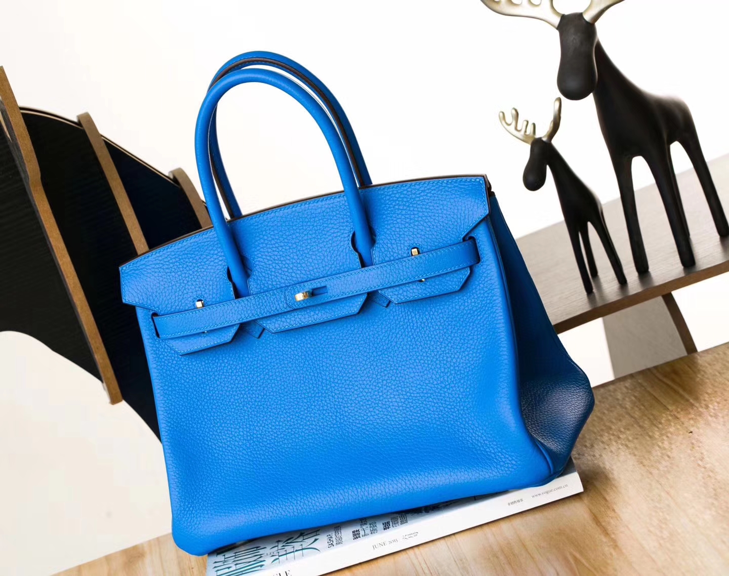 爱马仕新款铂金包 Hermes B3坦桑尼亚蓝拼Z6孔雀绿Birkin包包30cm 金扣