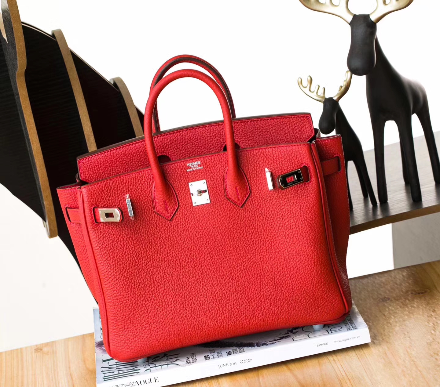 爱马仕铂金包价格 Hermes Birkin30cm Q5国旗红原厂Togo牛皮 银扣