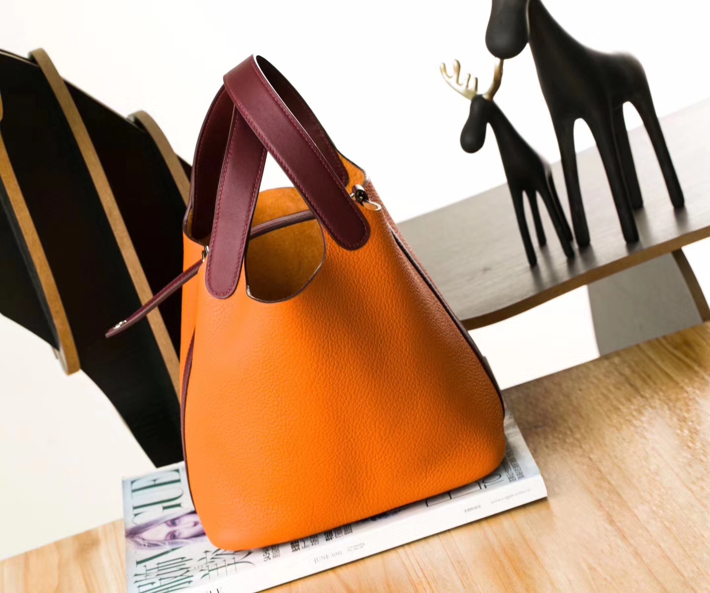 爱马仕水桶包 Hermes Picotin22cm 93橙色拼爱马仕红TC牛皮拼Swift牛皮