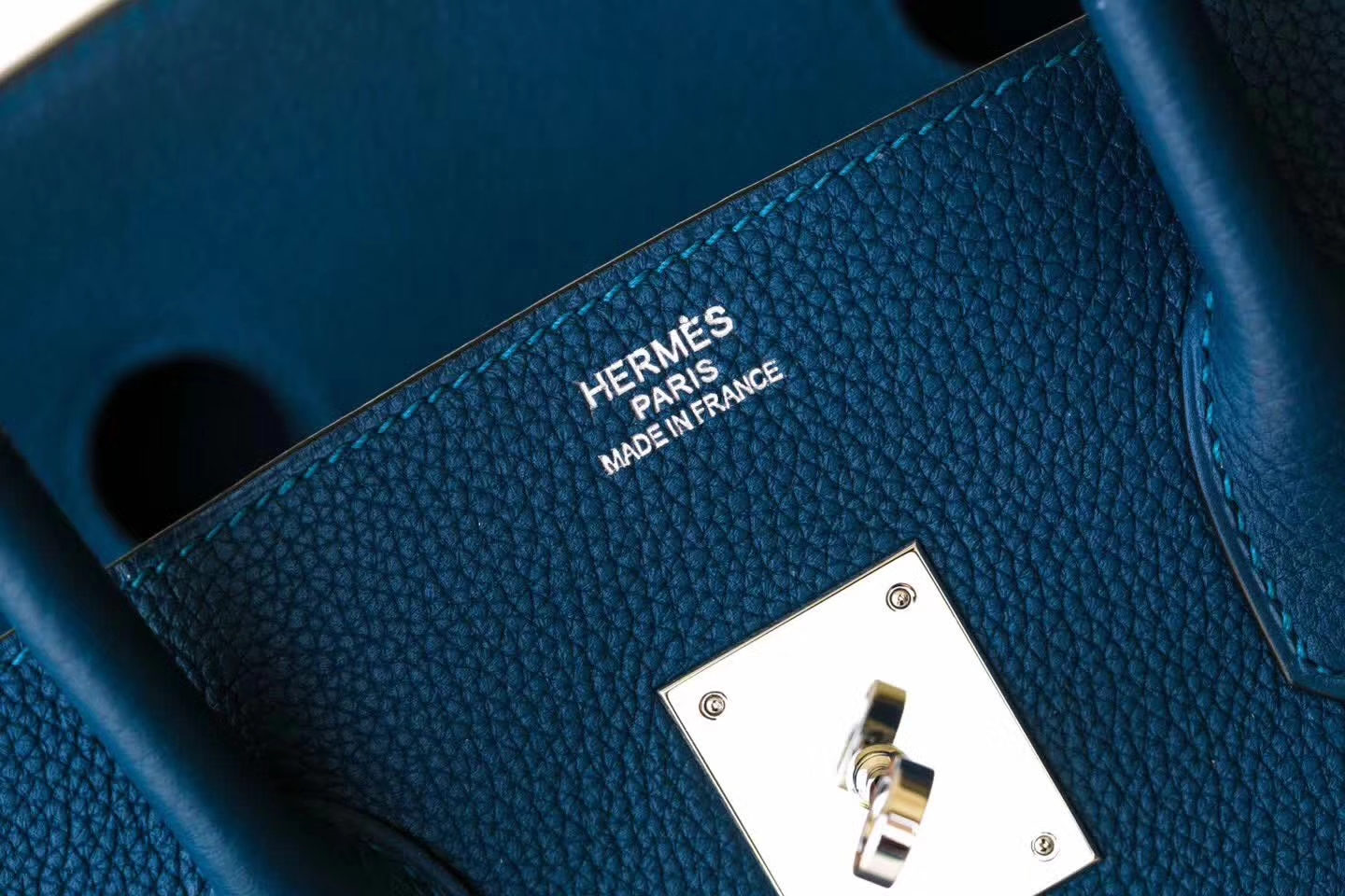 Hermes Birkin25cm 爱马仕CK73宝石蓝Togo牛皮铂金包 银扣