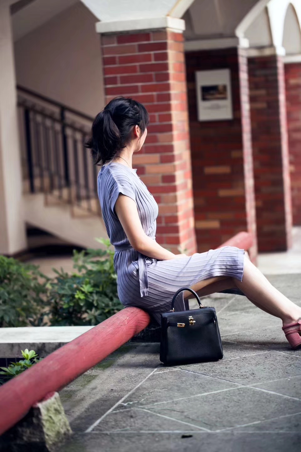 Hermes Kelly25cm 爱马仕89黑色顶级Togo牛皮凯莉包 银扣
