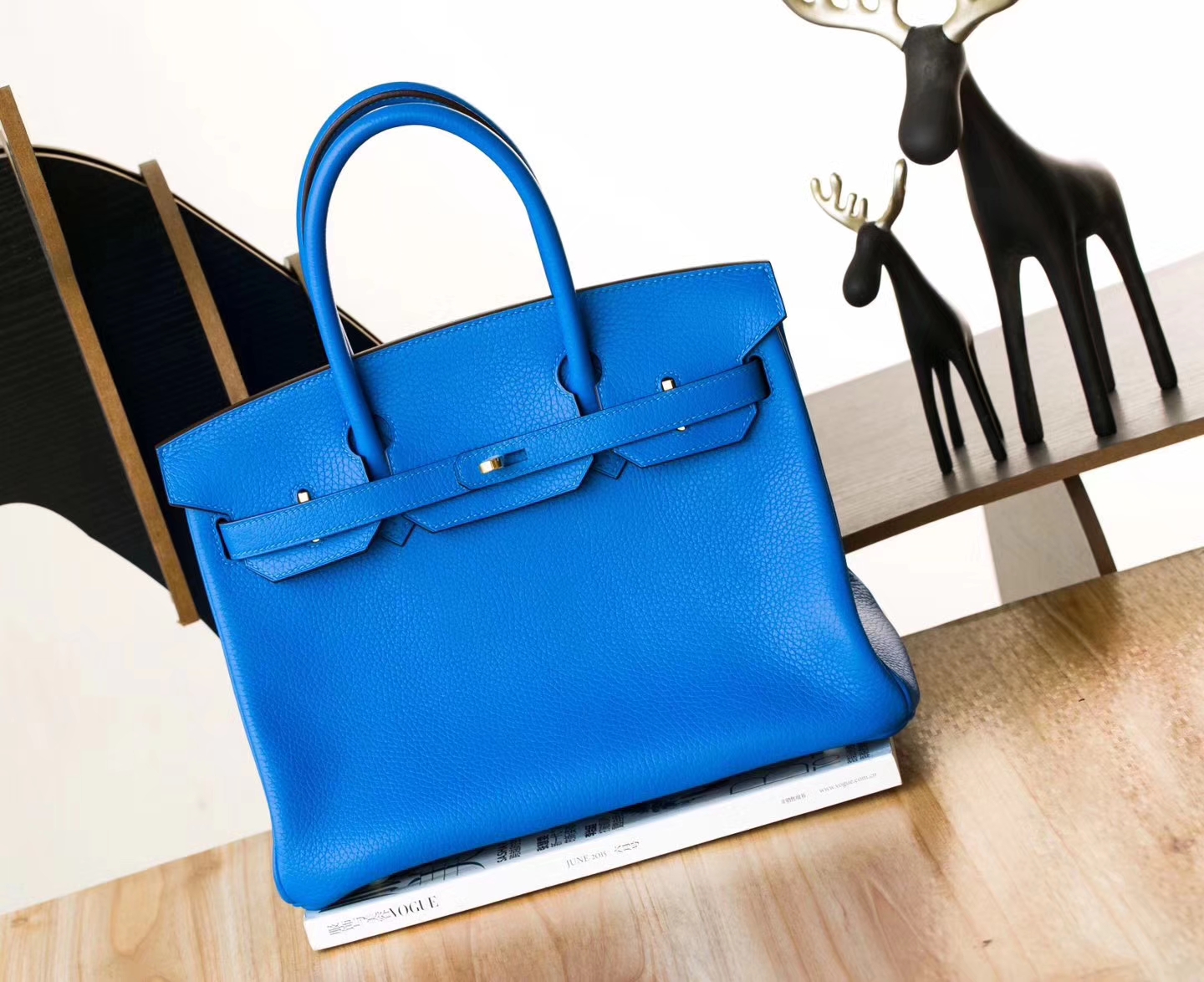 爱马仕新款铂金包 Hermes B3坦桑尼亚蓝拼Z6孔雀绿Birkin包包30cm 金扣
