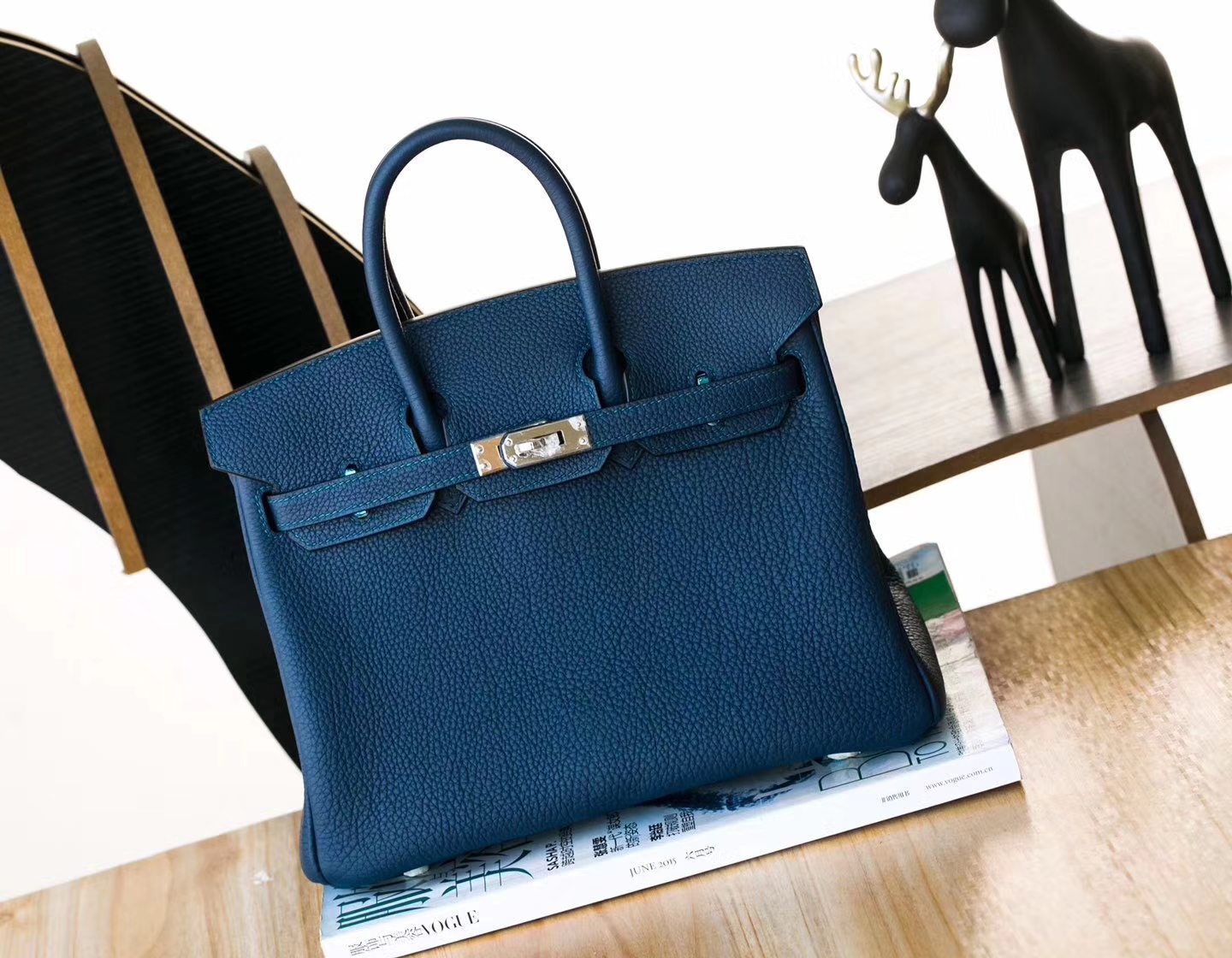 Hermes Birkin25cm 爱马仕CK73宝石蓝Togo牛皮铂金包 银扣