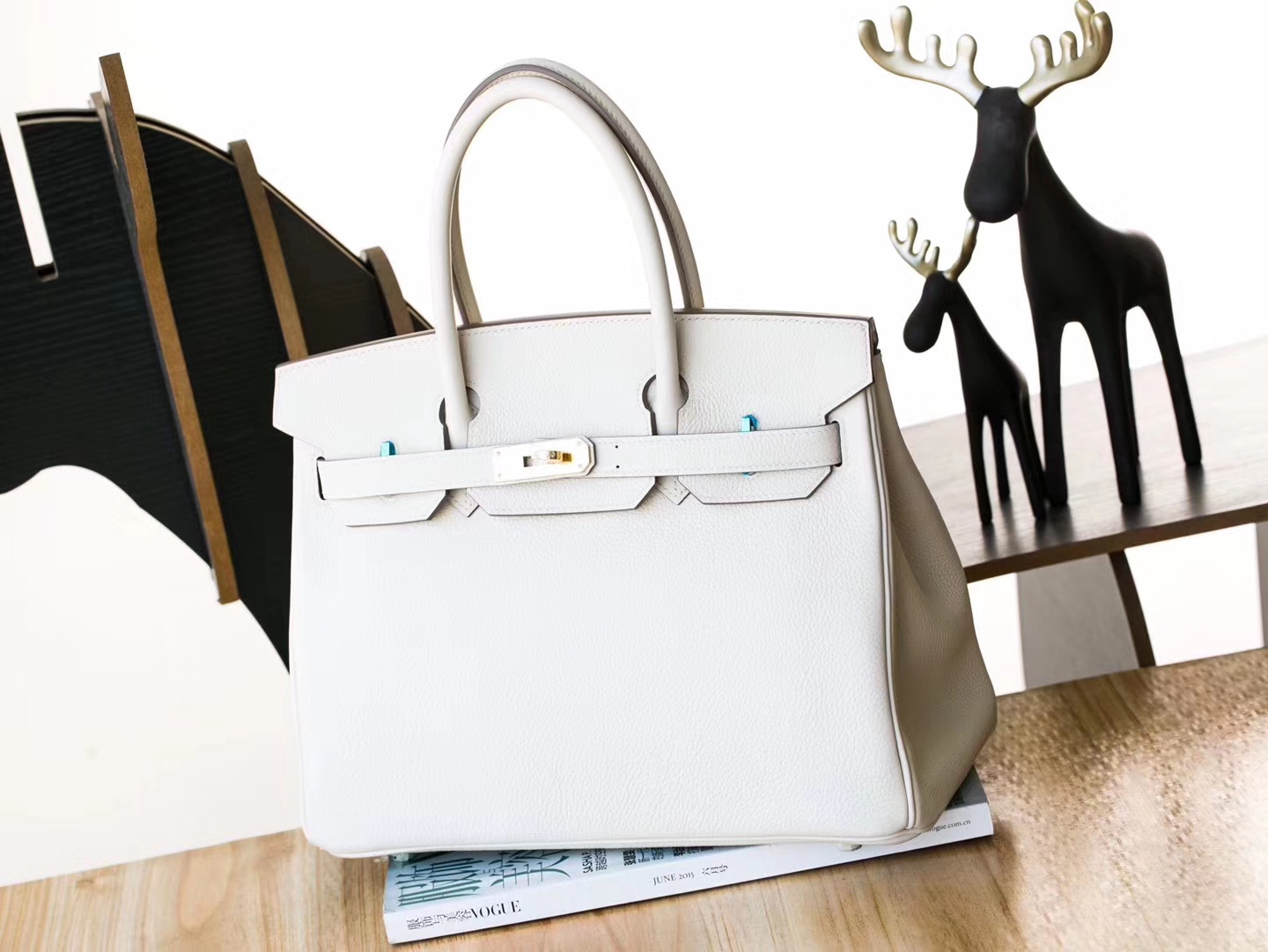 爱马仕铂金包价格 Hermes 3C羊毛白Togo牛皮Birkin女包30cm 金扣