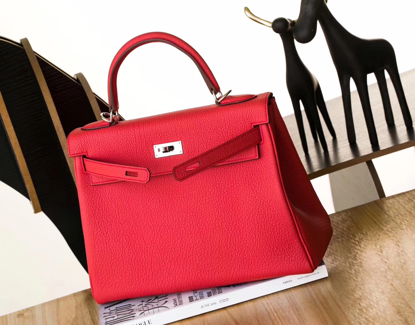 爱马仕凯莉包价格 Hermes Kelly28CM Q5国旗红顶级Togo牛皮 银扣