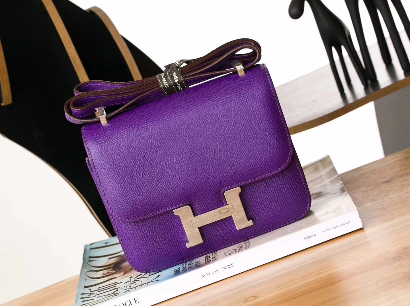 Hermes Constance18cm 爱马仕9W梦幻紫原厂Epsom牛皮空姐包 银扣