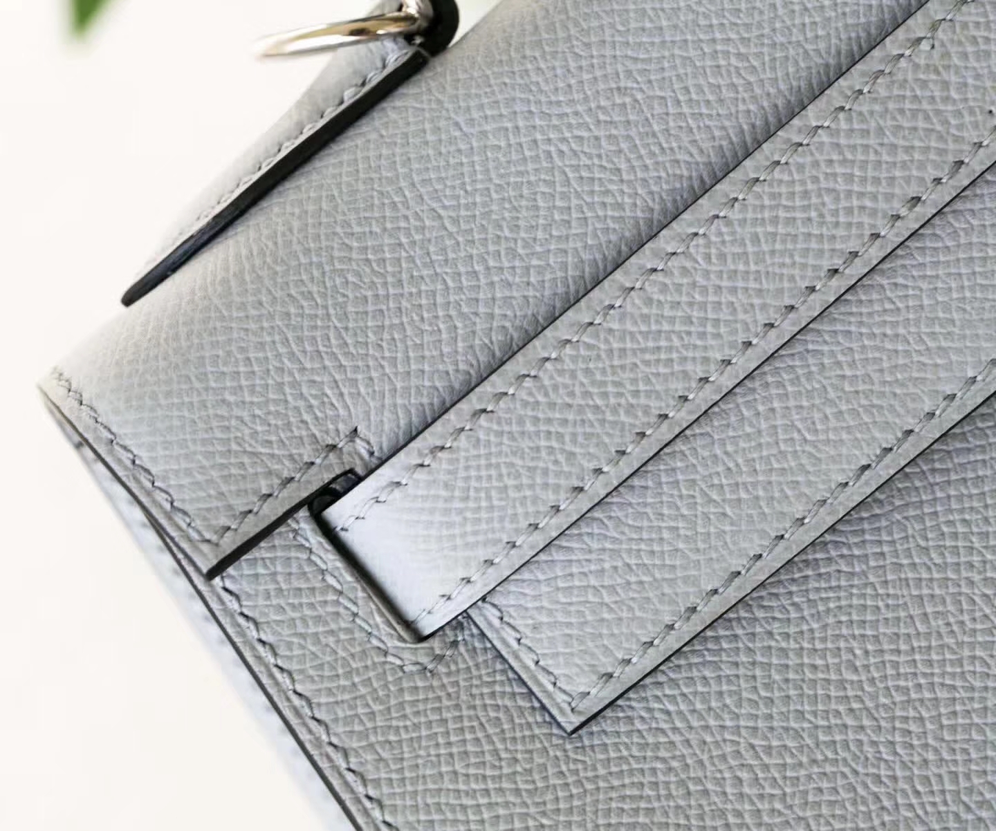 爱马仕凯莉包尺寸 Hermes Kelly28CM 8U冰川蓝原厂Epsom牛皮 银扣
