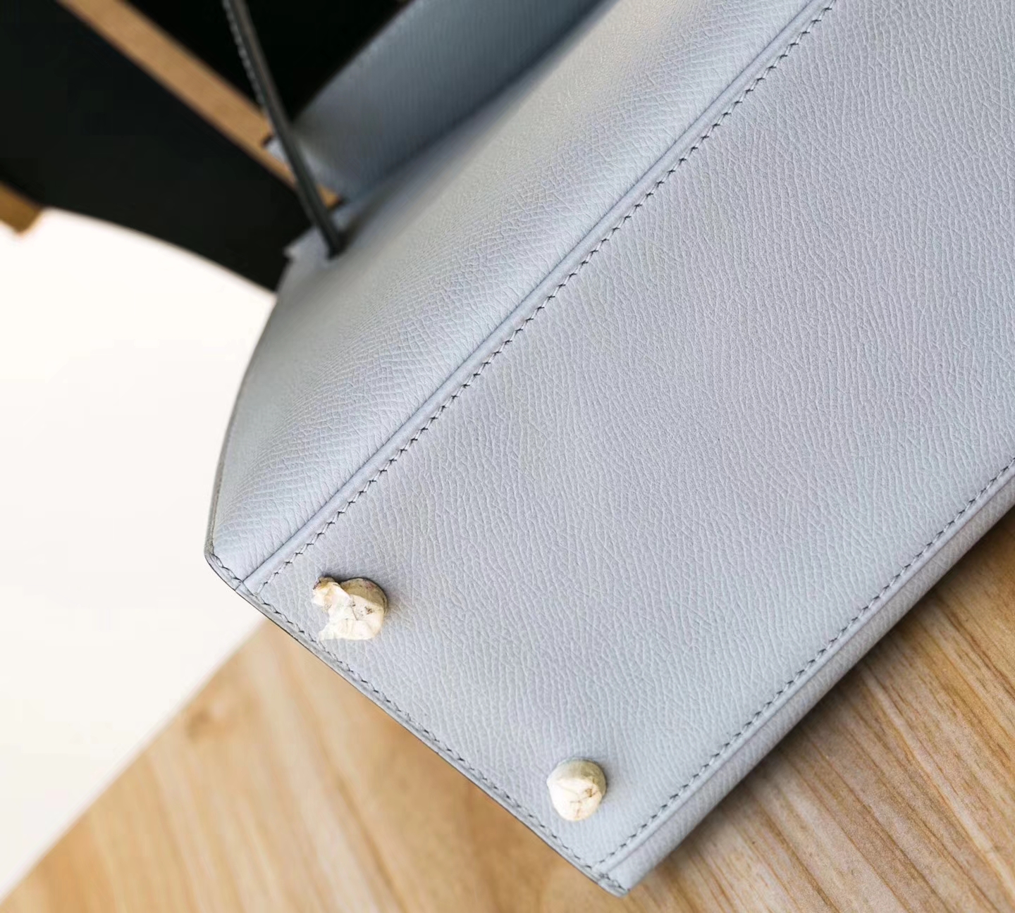 爱马仕凯莉包尺寸 Hermes Kelly28CM 8U冰川蓝原厂Epsom牛皮 银扣