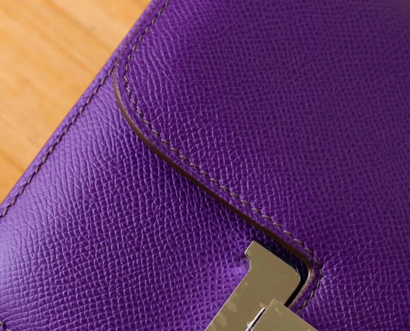 Hermes Constance18cm 爱马仕9W梦幻紫原厂Epsom牛皮空姐包 银扣