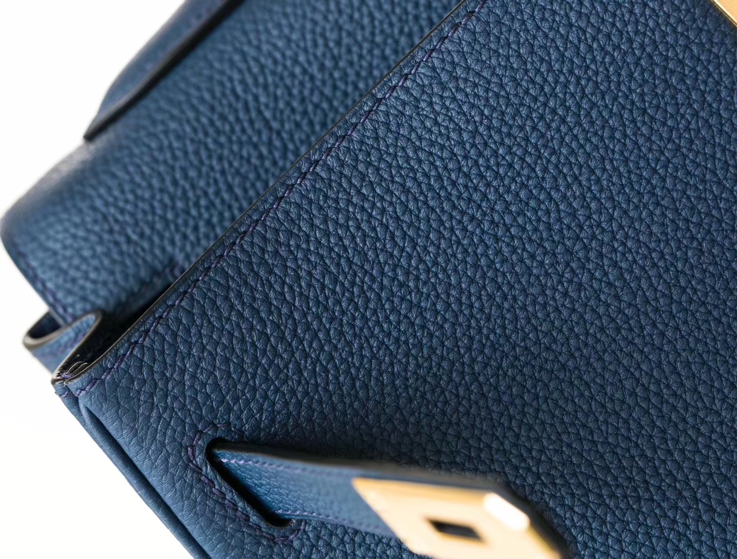 爱马仕凯莉包尺寸 Hermes Kelly32CM CK73宝石蓝顶级Togo牛皮 金扣