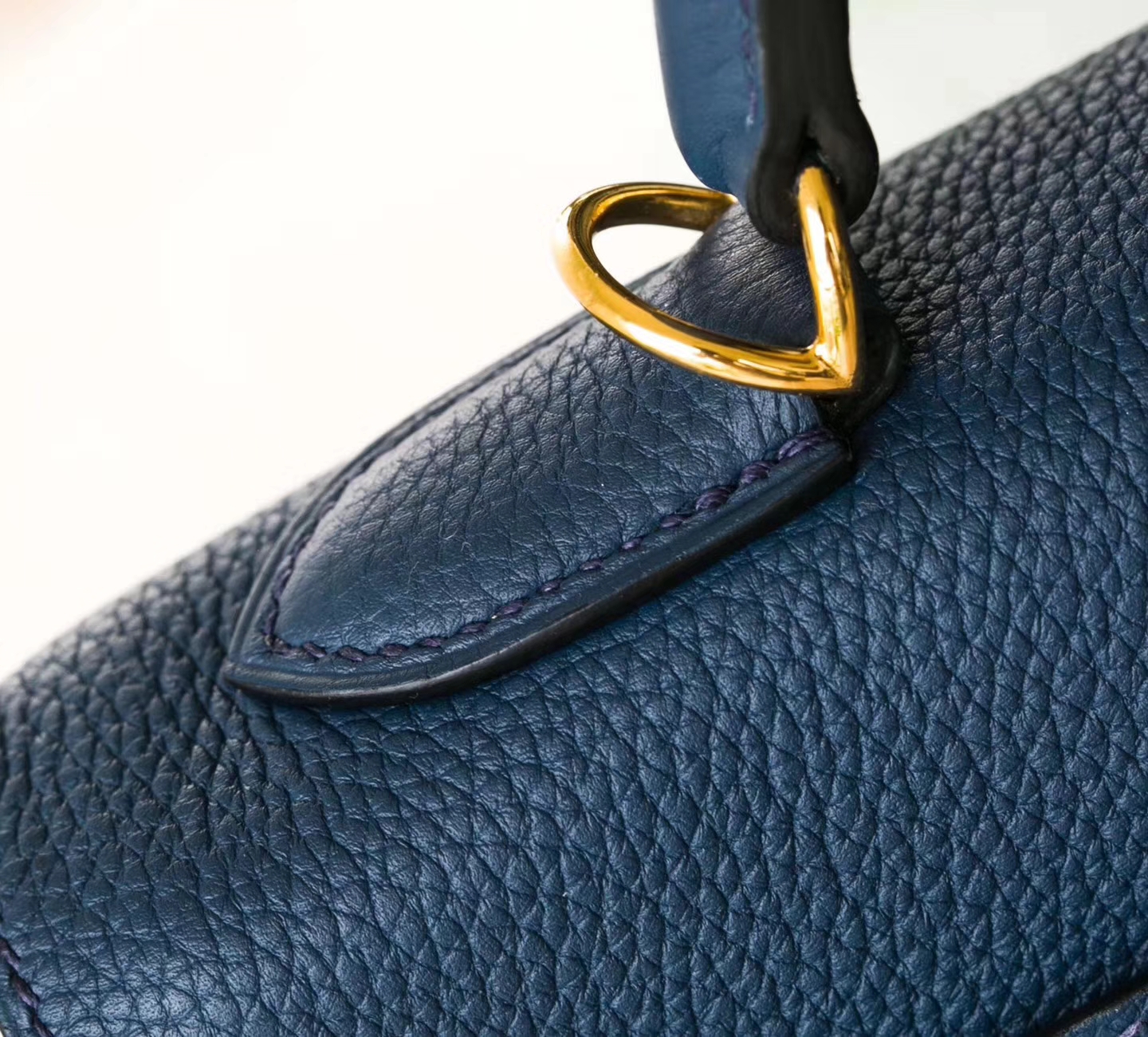 爱马仕凯莉包尺寸 Hermes Kelly32CM CK73宝石蓝顶级Togo牛皮 金扣