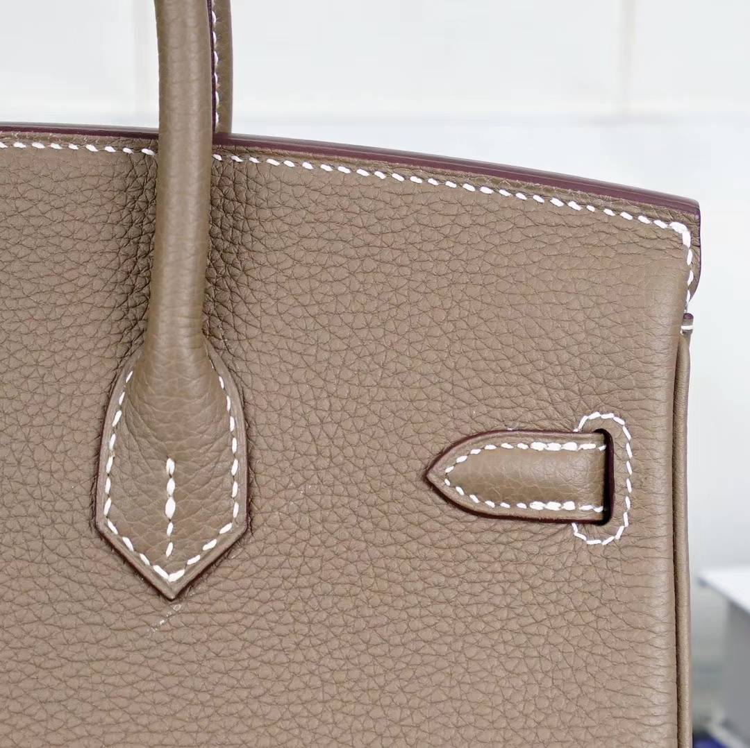 Hermes包包官网 爱马仕CK18大象灰顶级Togo牛皮铂金包Birkin25CM 金扣