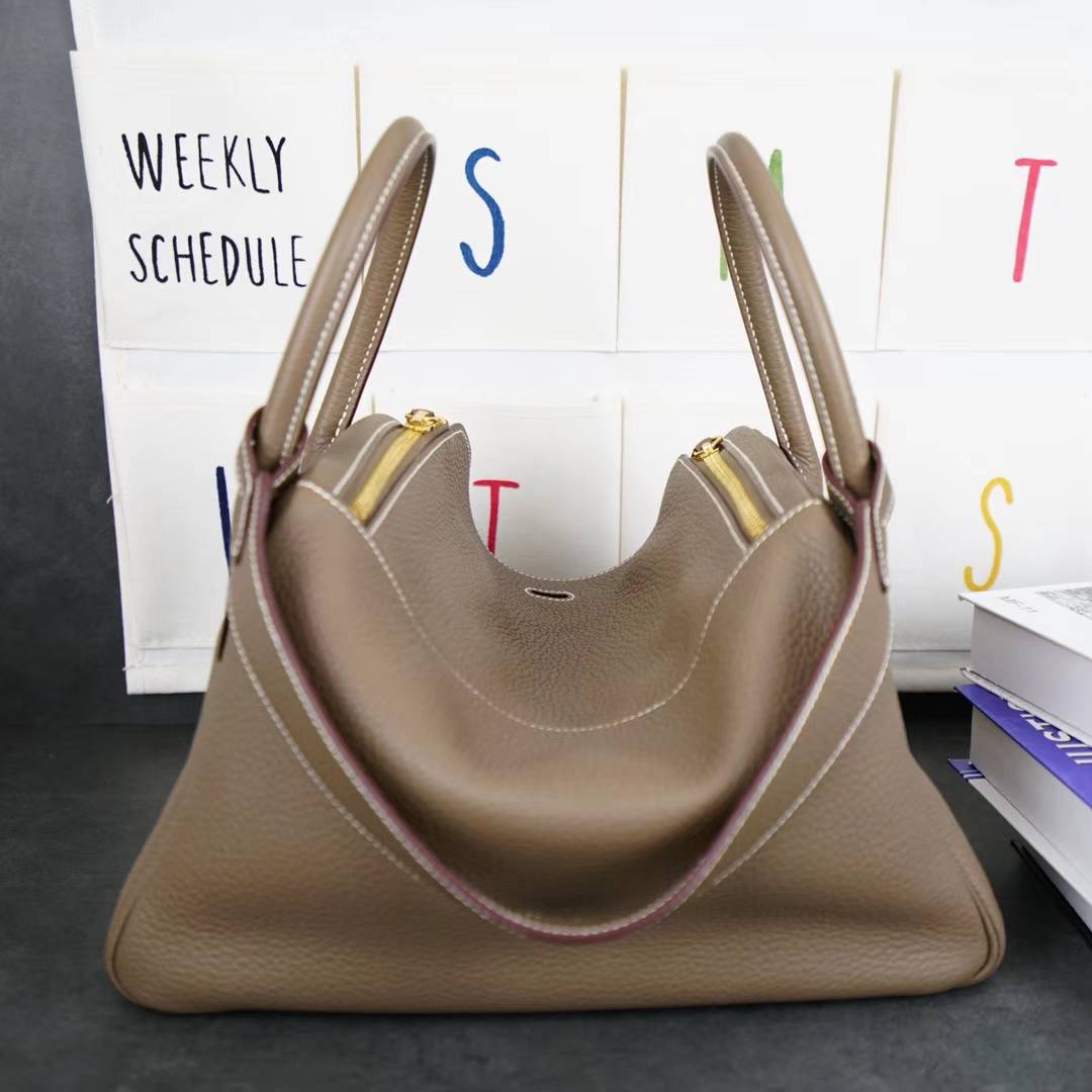 爱马仕琳迪包尺寸 Hermes Lindy30CM CK18大象灰原厂TC牛皮 金扣