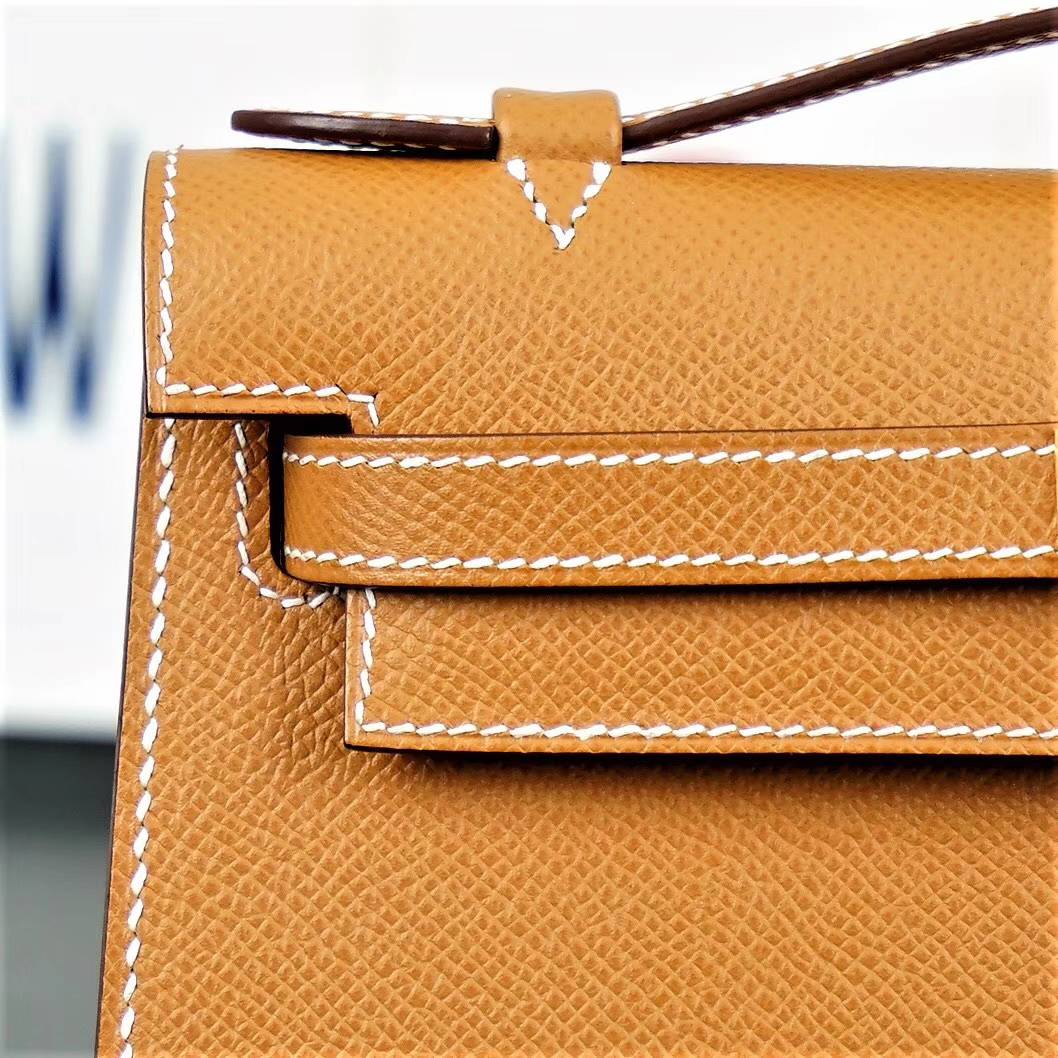 Hermes Minikelly22CM 爱马仕CK37金色Epsom牛皮迷你凯莉包 金扣