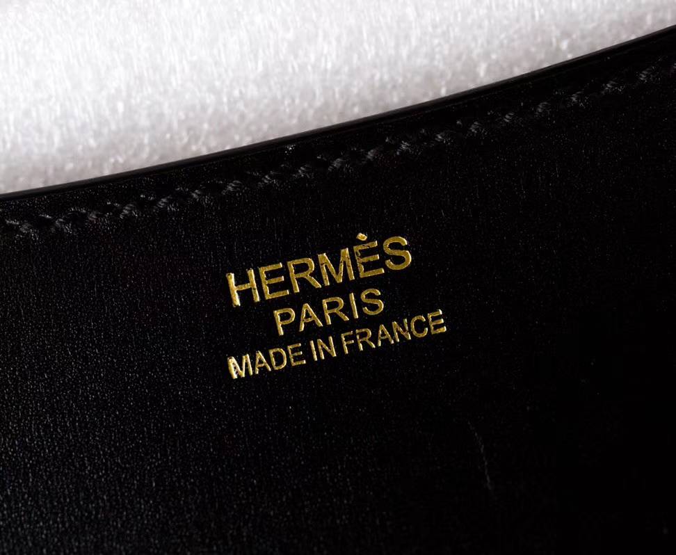 Hermes Constance24CM 爱马仕黑色原厂顶级Box牛皮康斯坦空姐包 金扣
