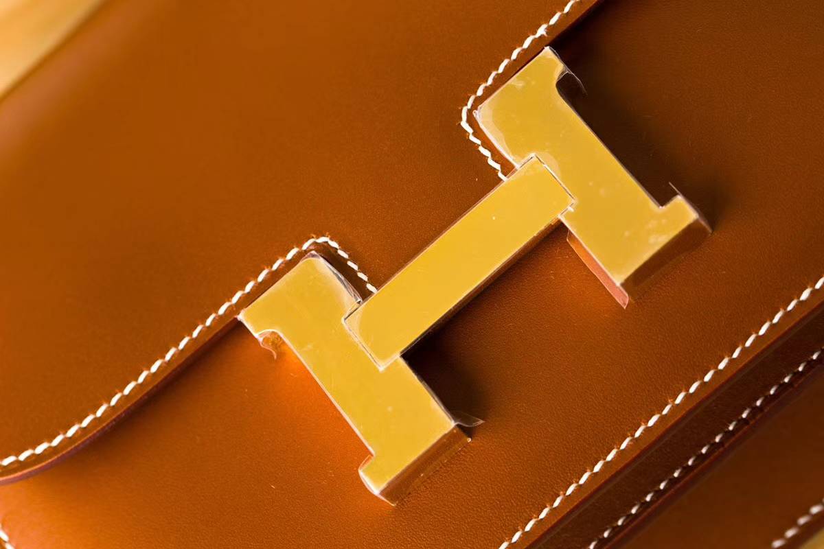 爱马仕康斯坦包 Hermes Constance19CM 金色顶级Box牛皮空姐包 金扣