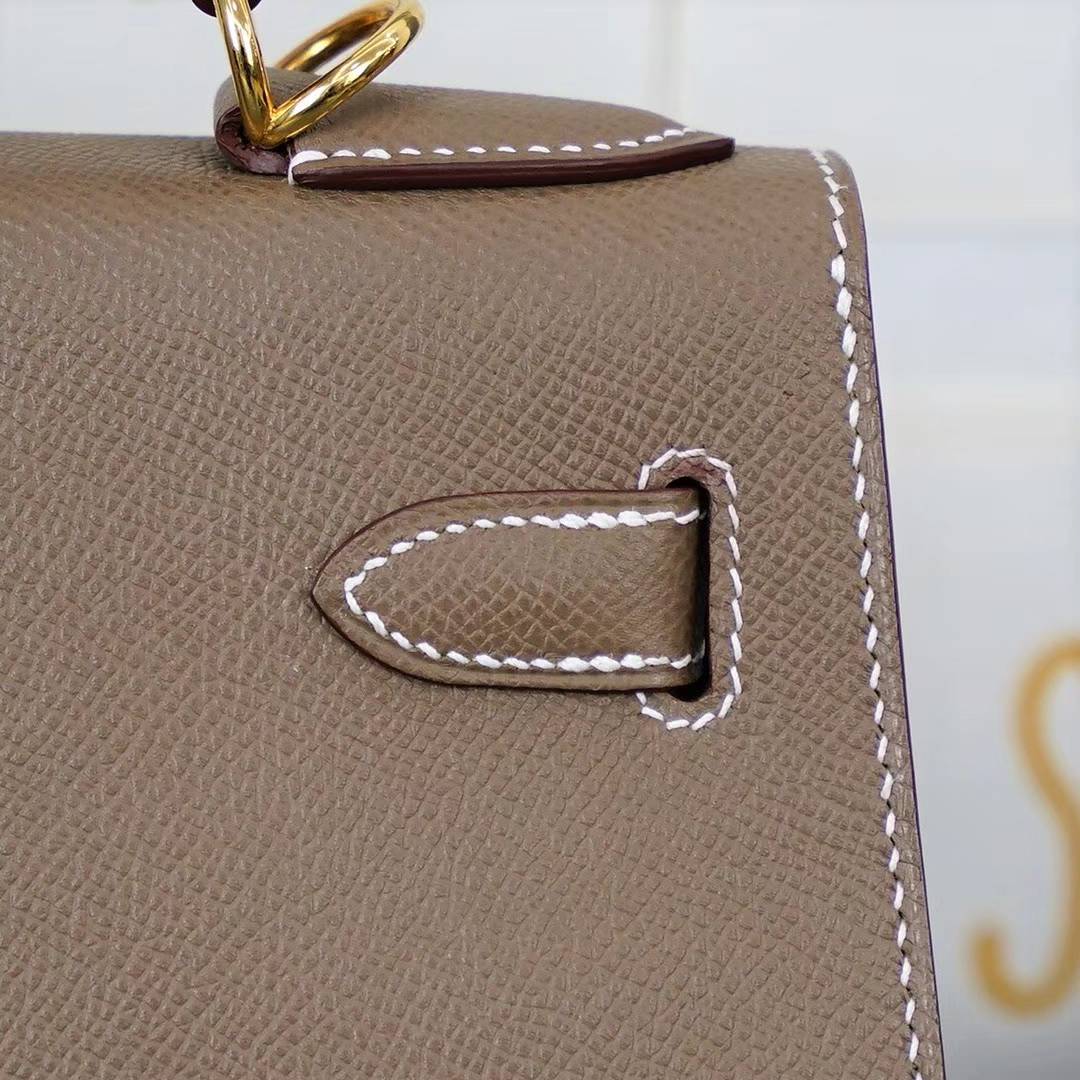 爱马仕凯莉包尺寸 Hermes Kelly28CM CK18大象灰原厂Epsom牛皮 金扣