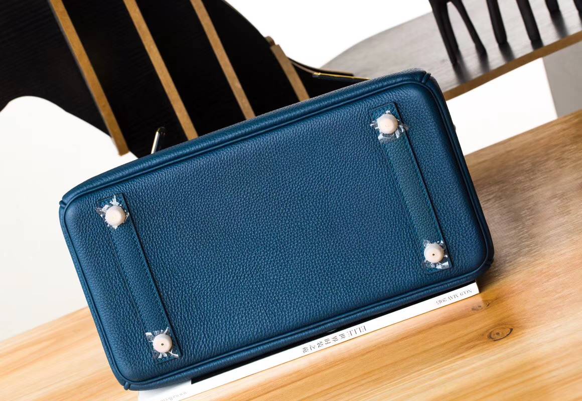 Hermes Birkin30CM 爱马仕加利西亚蓝顶级Togo牛皮铂金包 金扣
