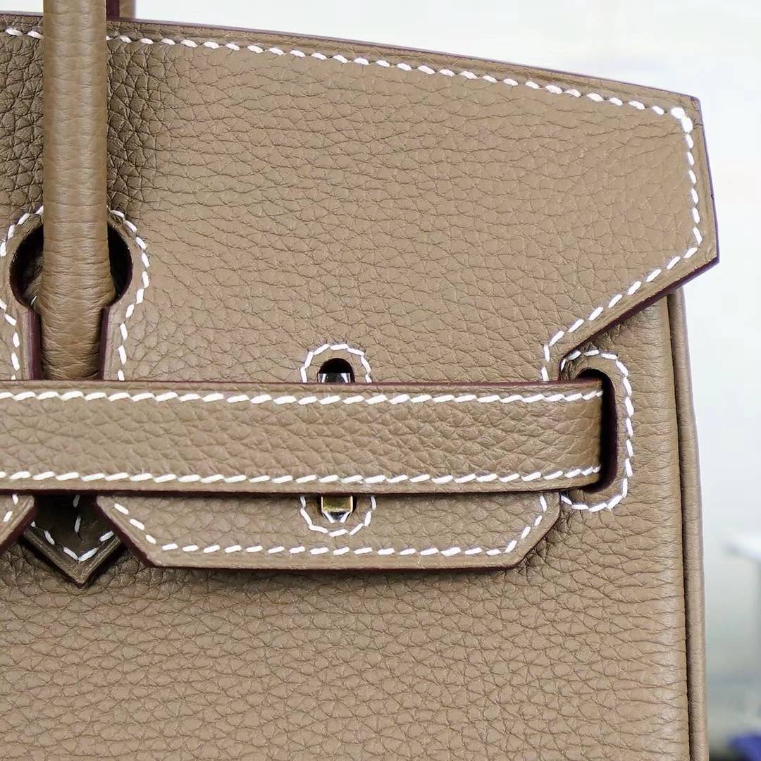 Hermes包包官网 爱马仕CK18大象灰顶级Togo牛皮铂金包Birkin25CM 金扣