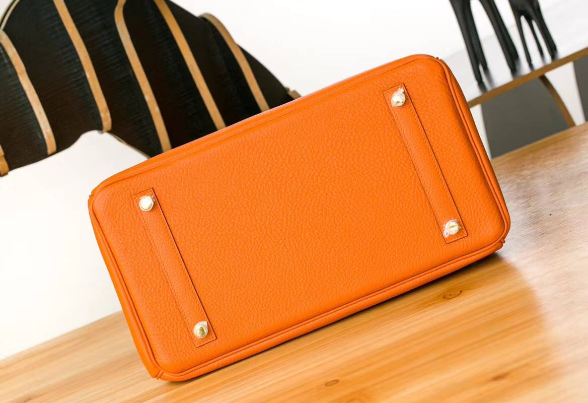 爱马仕Birkin包包 Hermes橙色顶级Togo牛皮铂金包Birkin35CM 金扣