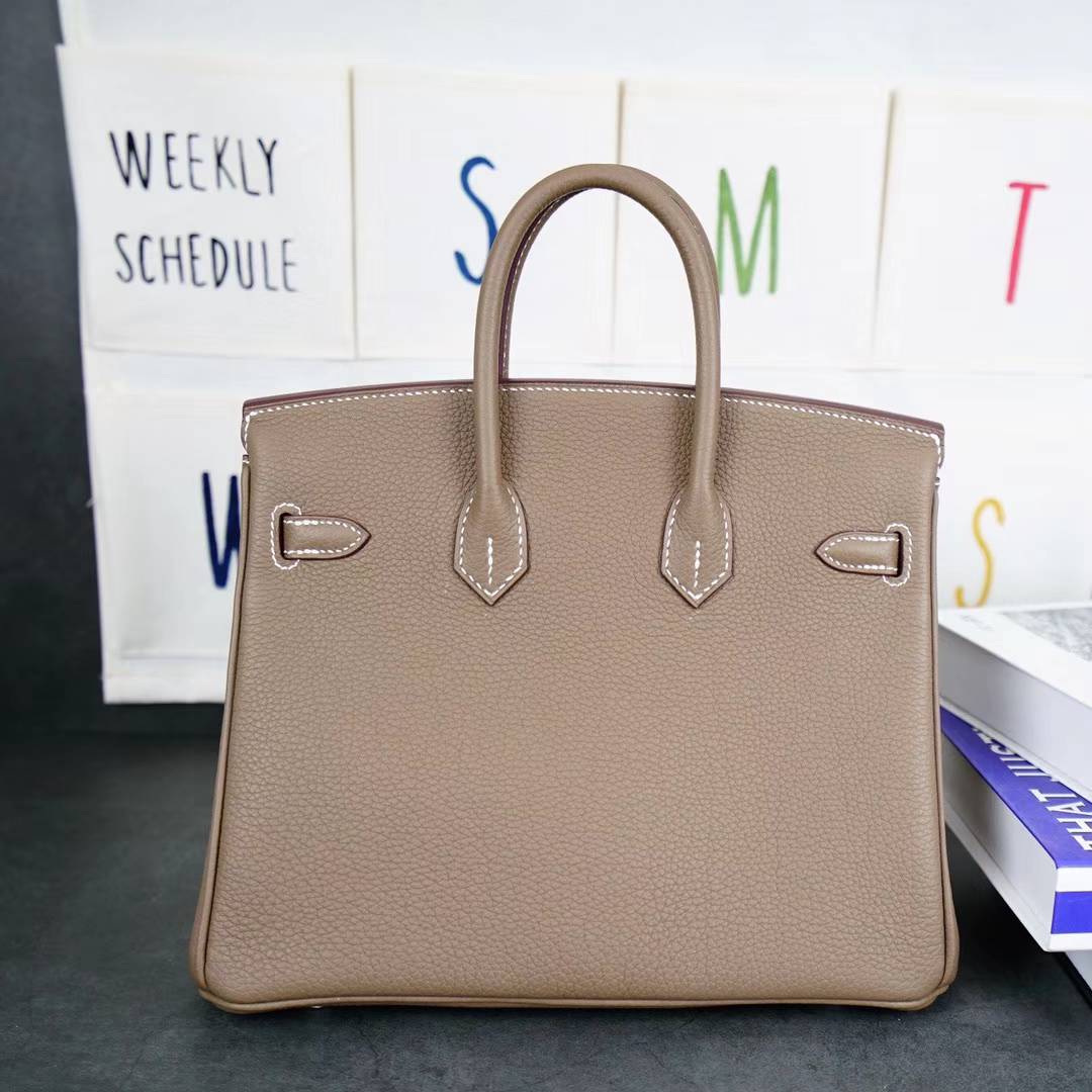 Hermes包包官网 爱马仕CK18大象灰顶级Togo牛皮铂金包Birkin25CM 金扣