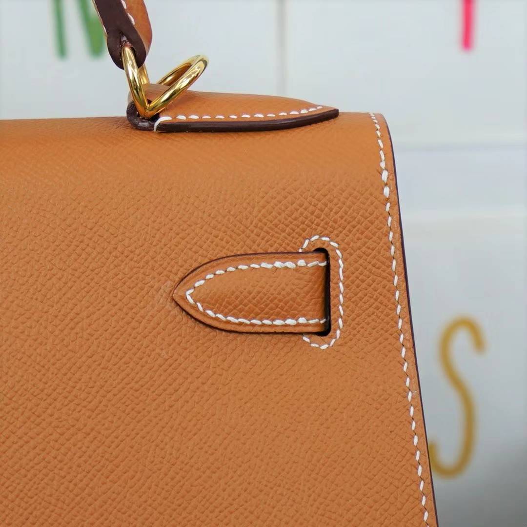 爱马仕Kelly女包 Hermes CK37金色原厂顶级Epsom牛皮凯莉包28cm 金扣
