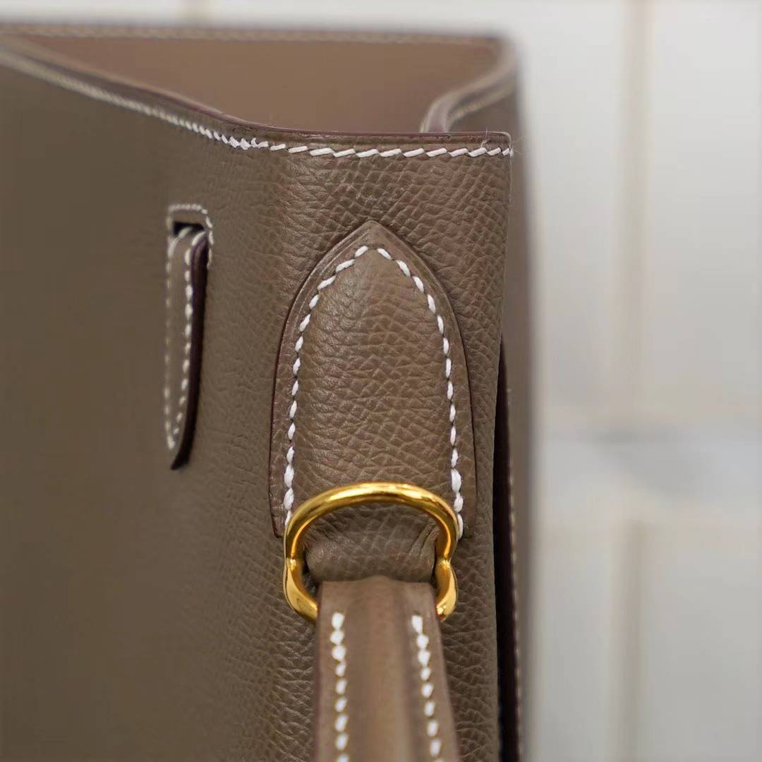 爱马仕凯莉包尺寸 Hermes Kelly28CM CK18大象灰原厂Epsom牛皮 金扣