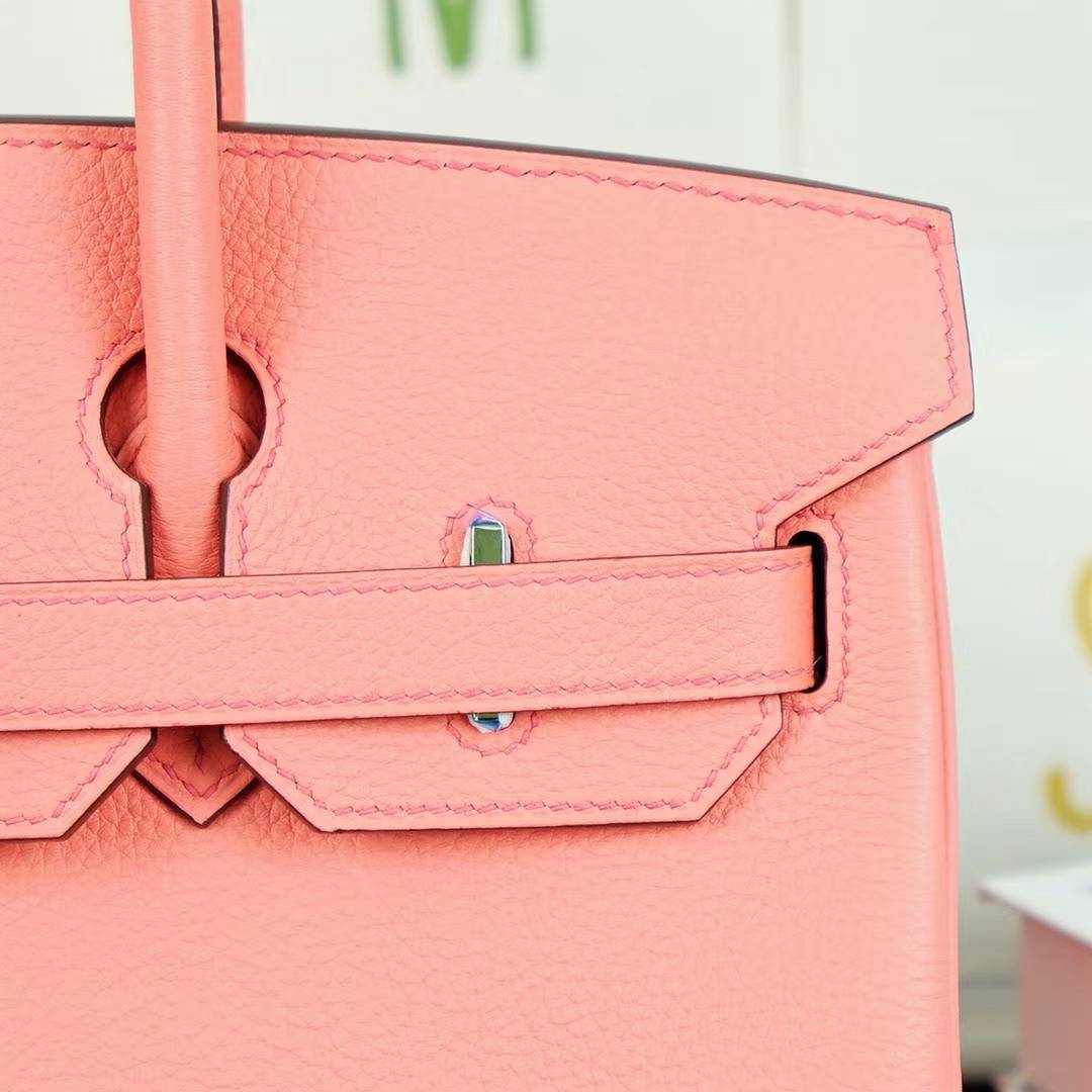Hermes Birkin30CM 爱马仕P1裸粉色顶级Togo牛皮铂金包 金扣