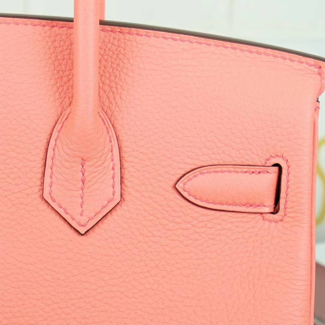 Hermes Birkin30CM 爱马仕P1裸粉色顶级Togo牛皮铂金包 金扣