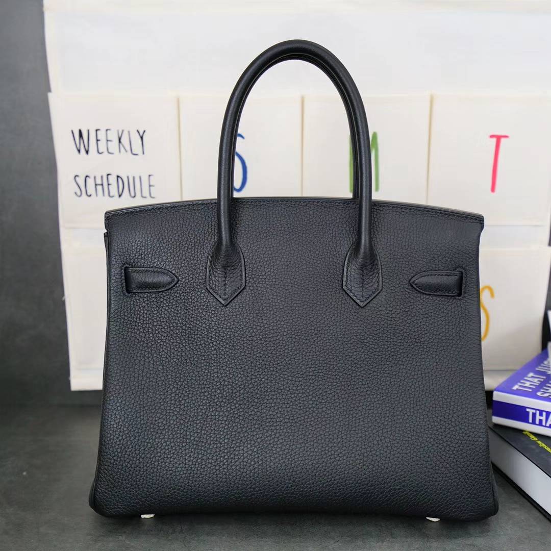 爱马仕铂金包尺寸 Hermes Birkin30CM 89黑色顶级Togo牛皮 金扣