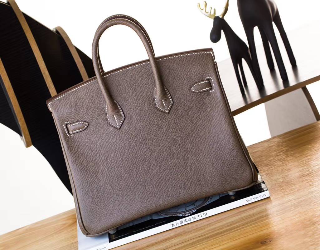 爱马仕铂金包价格 Hermes Birkin25CM 大象灰顶级Epsom牛皮 金扣