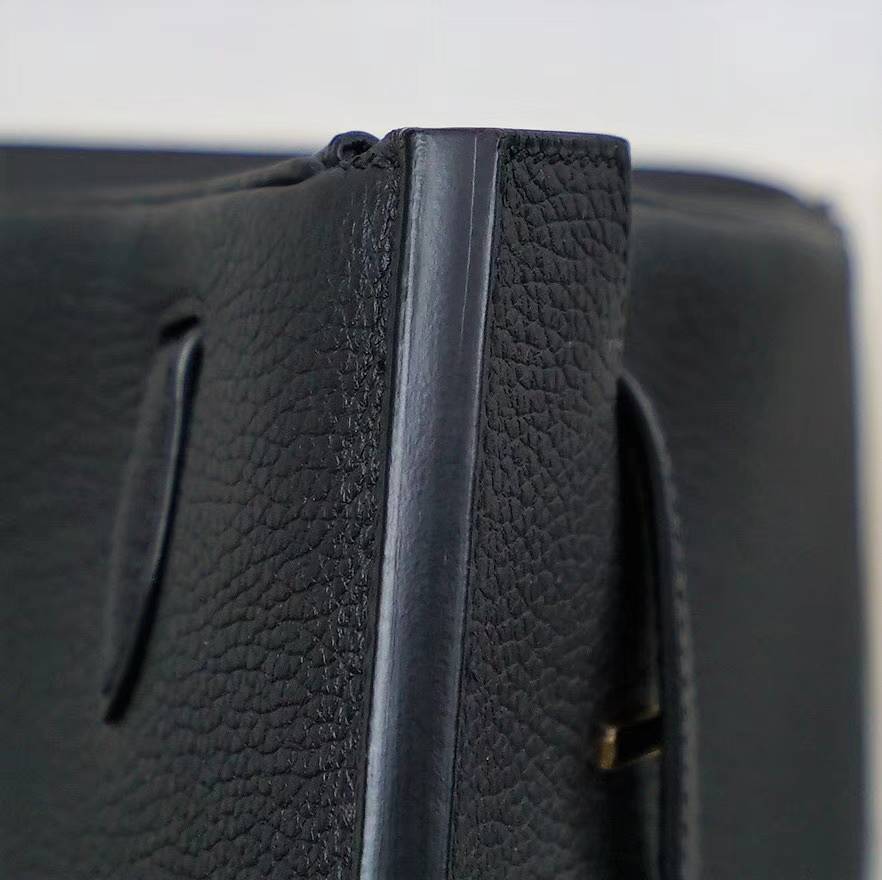 爱马仕铂金包尺寸 Hermes Birkin30CM 89黑色顶级Togo牛皮 金扣