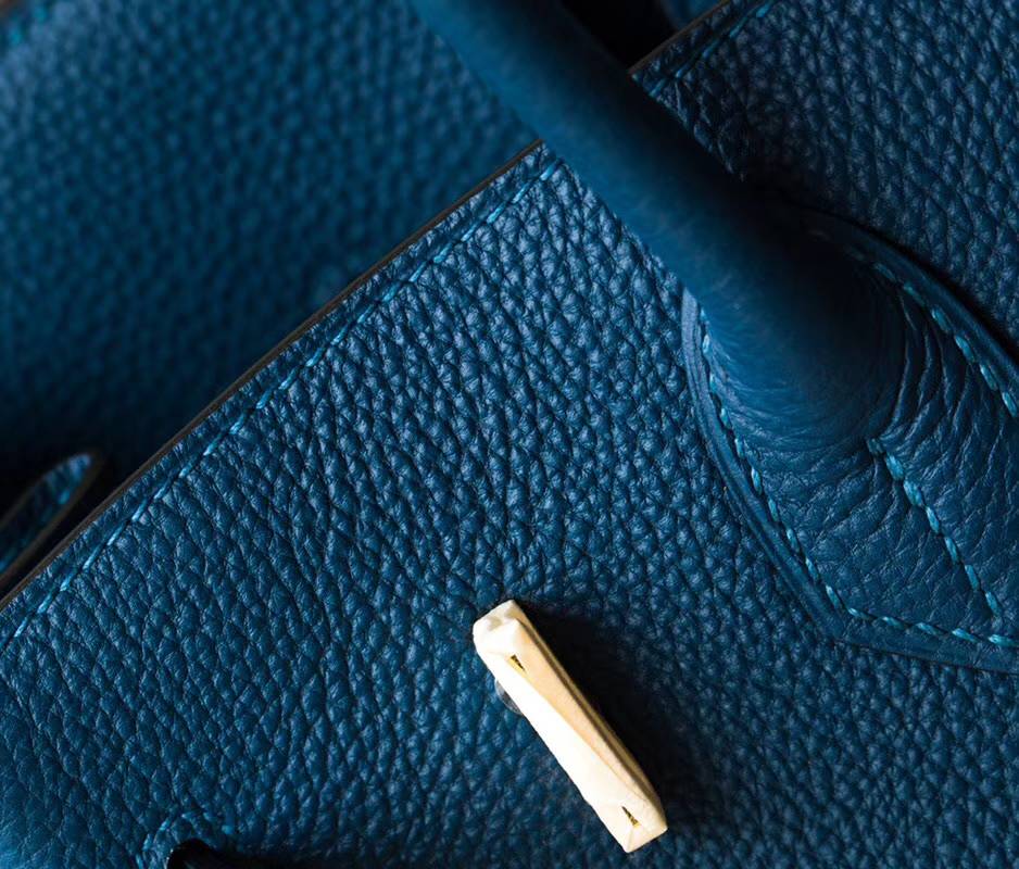 Hermes Birkin30CM 爱马仕加利西亚蓝顶级Togo牛皮铂金包 金扣