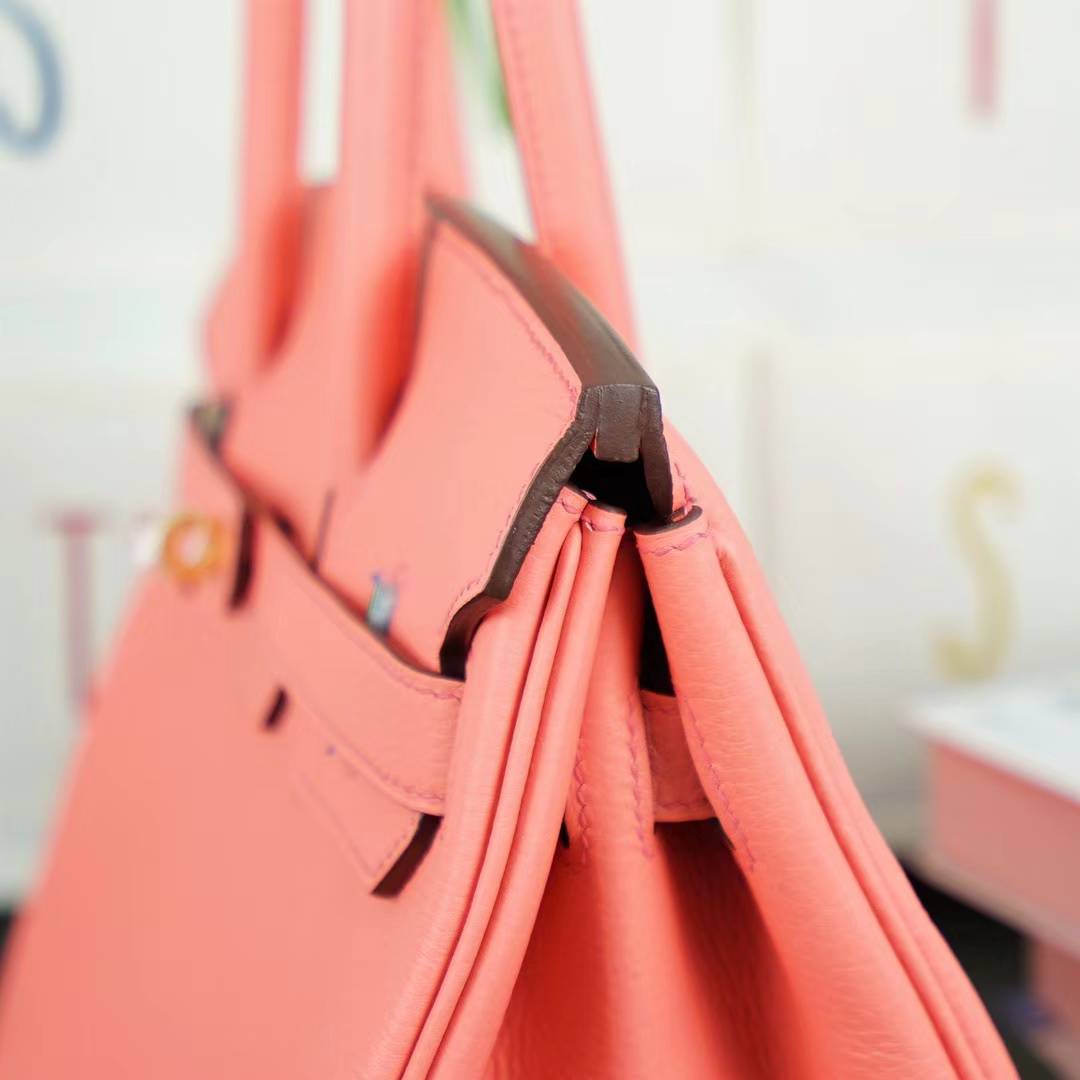 Hermes Birkin30CM 爱马仕P1裸粉色顶级Togo牛皮铂金包 金扣
