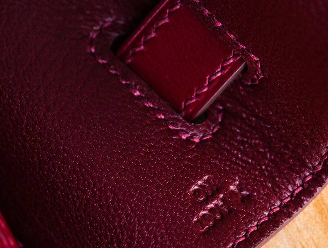 爱马仕蕾丝款铂金包 Hermes宝石红顶级Box牛皮Birkin30CM 金扣