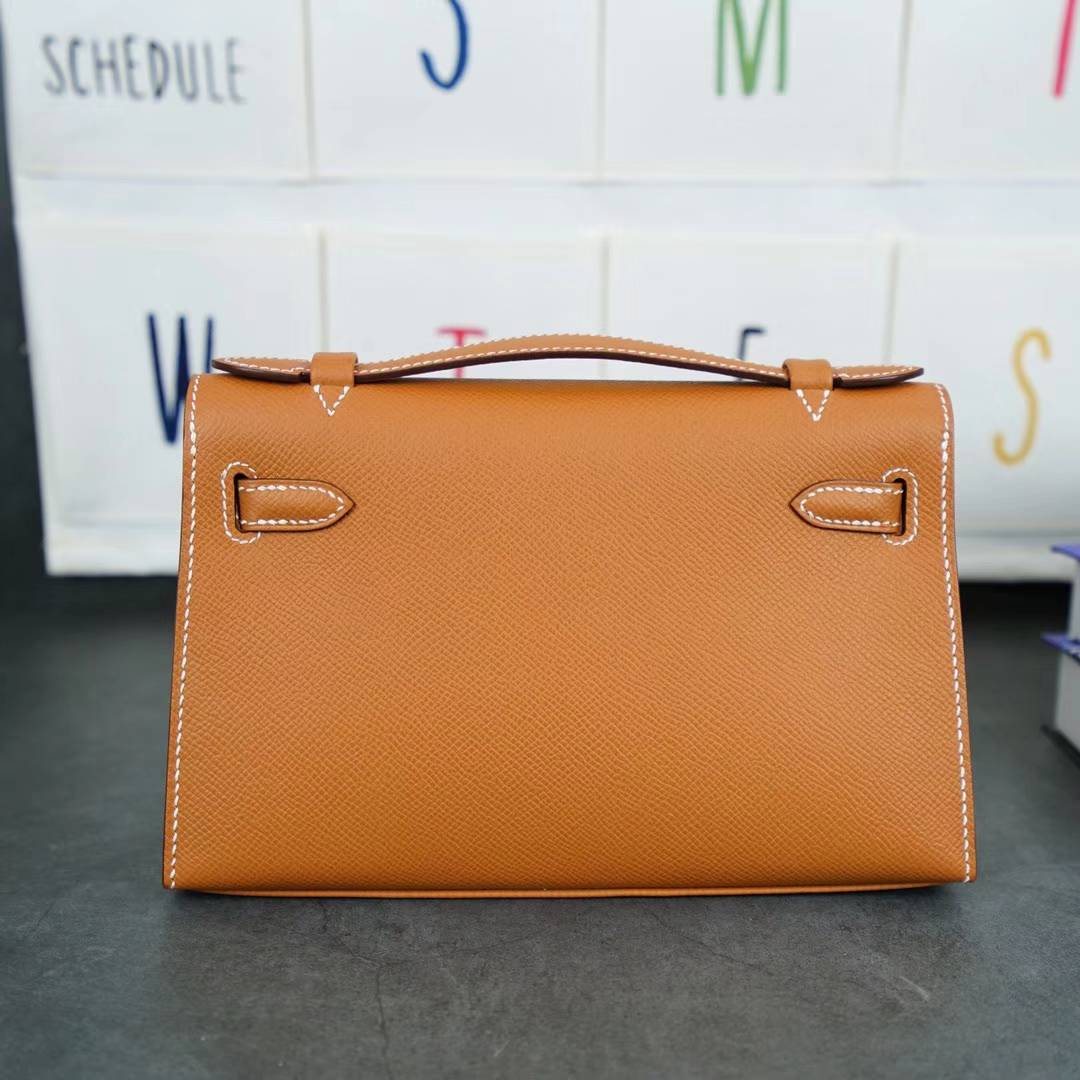 Hermes Minikelly22CM 爱马仕CK37金色Epsom牛皮迷你凯莉包 金扣