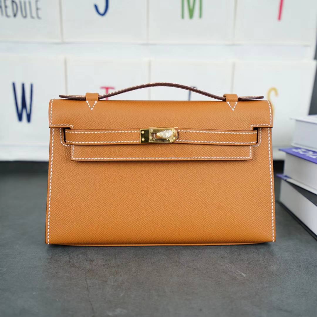 Hermes Minikelly22CM 爱马仕CK37金色Epsom牛皮迷你凯莉包 金扣