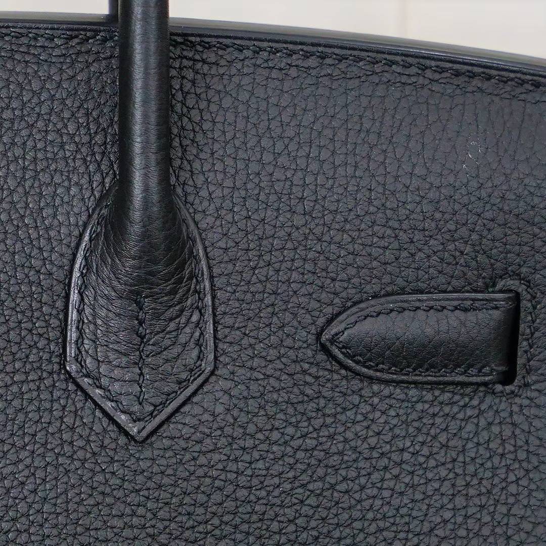 爱马仕铂金包尺寸 Hermes Birkin30CM 89黑色顶级Togo牛皮 金扣