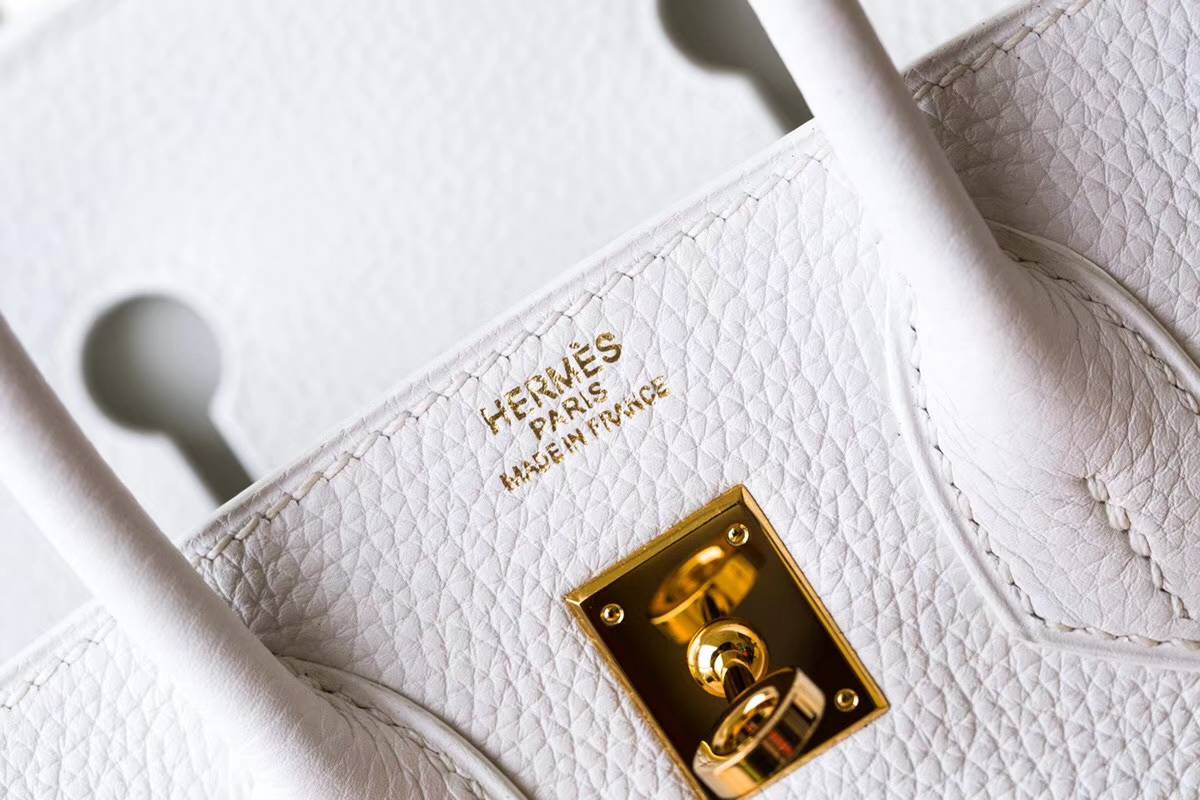 爱马仕铂金包尺寸 Hermes Birkin25CM 白色顶级Togo牛皮 金扣