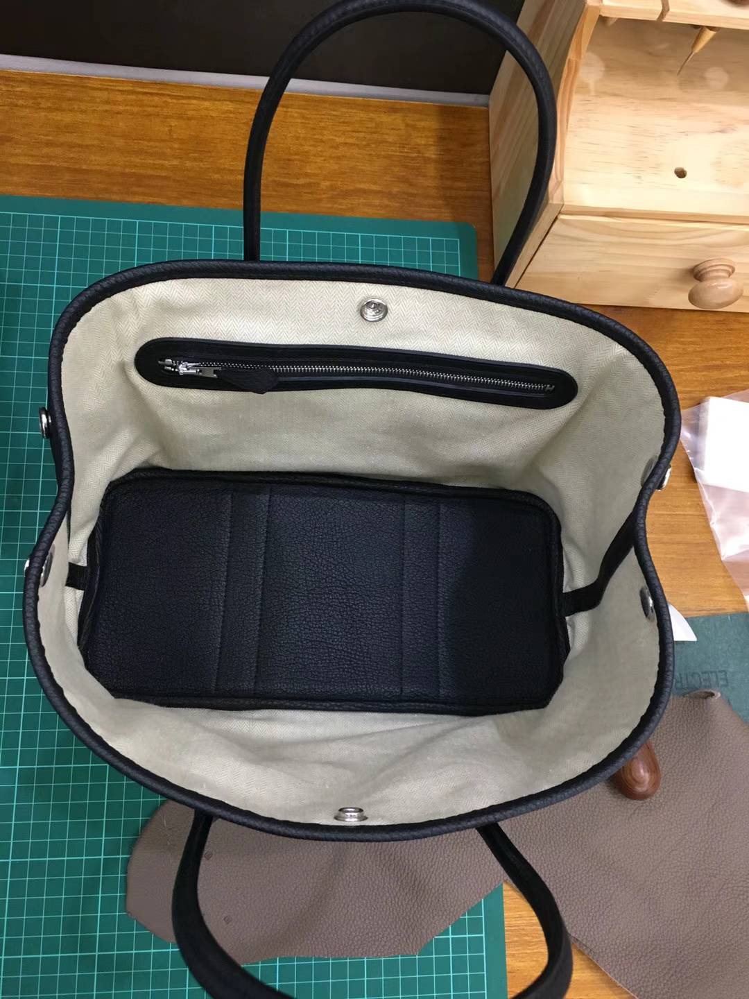 Hermes Garden Party30CM 爱马仕89黑色原厂Togo牛皮花园包手提女包 银扣