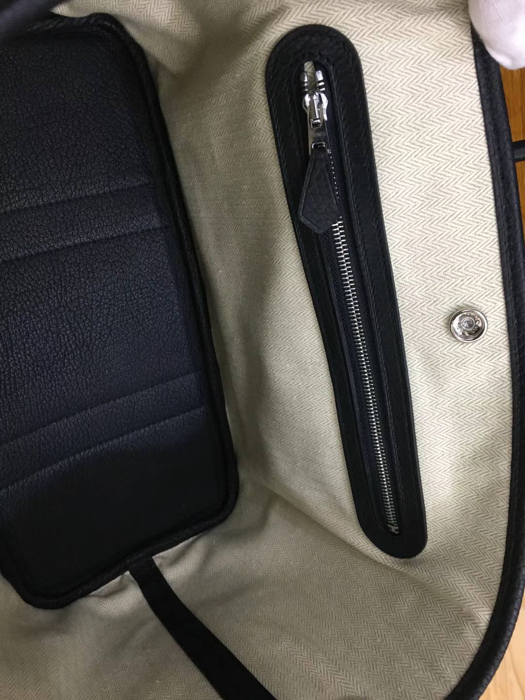 Hermes Garden Party30CM 爱马仕89黑色原厂Togo牛皮花园包手提女包 银扣