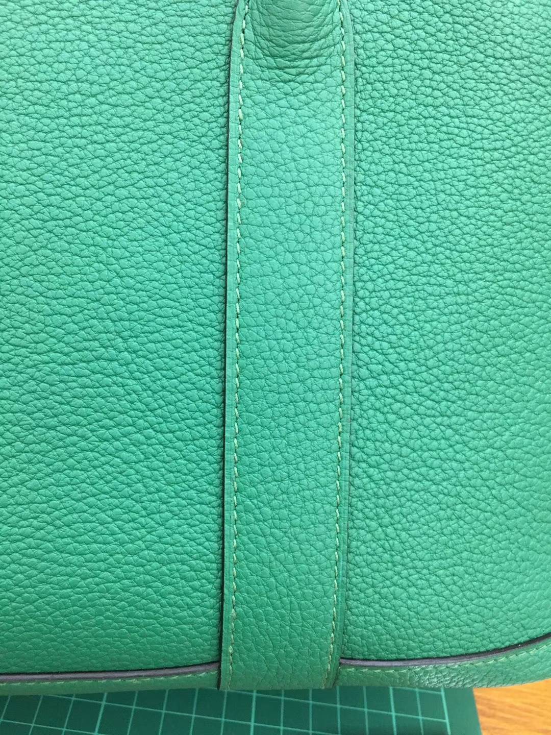 爱马仕新款女包 Hermes Togo牛皮Garden Party花园包30CM U4丝绒绿 银扣