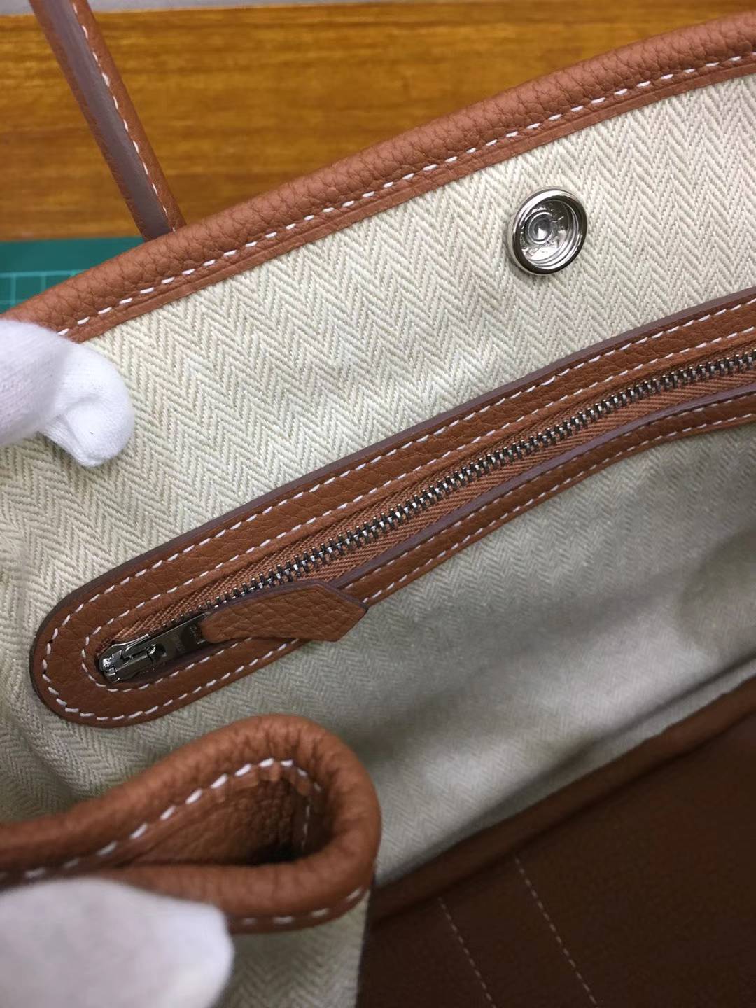 爱马仕花园包 Hermes Garden Party CK37金色原厂荔枝纹牛皮手提女包30cm