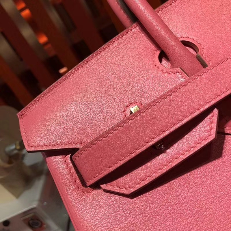 Hermes女包价格 爱马仕原厂Swift牛皮Birkin30铂金包 唇膏粉 金扣
